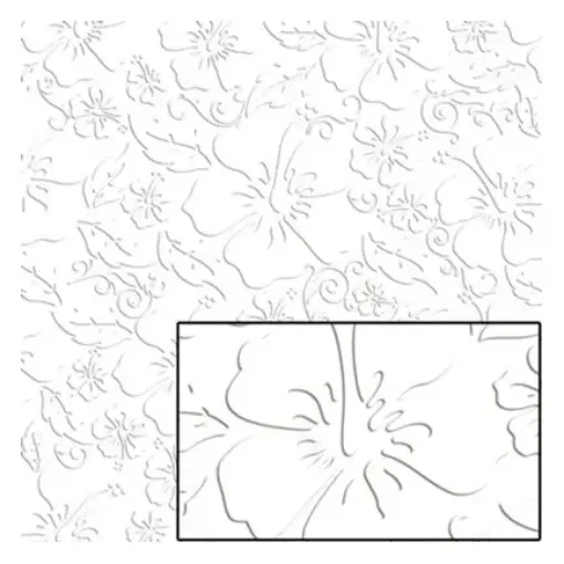 Imagen de Papel con relieve blanco "LITOARTE" 240gr de 47.5*65.5cms. diseño Hibiscus