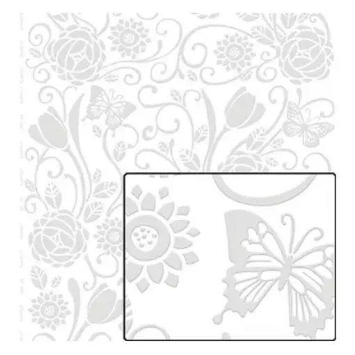 Imagen de Papel con relieve blanco "LITOARTE" 240gr de 31*65cms. diseño Jardín/mariposas