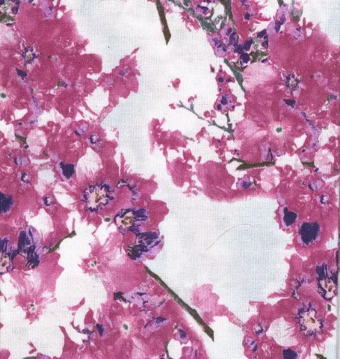 Imagen de Tela para Patchwork 100% algodon de 49*49cms. cod.71434 01 flores en rama color bordeaux