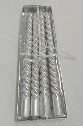 Imagen de Velas torneadas color plata en set *4 unidades