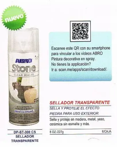 Imagen de Pintura en aerosol "ABRO" sellador transparente para efecto piedra *227grs. 