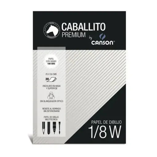 Imagen de Block de dibujo Caballito & Canson Premium de 180grs 1/8w 25x35cms por 20 hojas