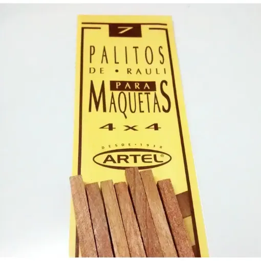 Imagen de Palitos maqueteros varillas para maqueta de madera de 50cms de 4x4mm paquete de 3 unidades