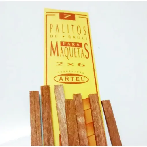 Imagen de Palitos maqueteros varillas para maqueta de madera de 50cms de 2x6mm paquete de 4 unidades