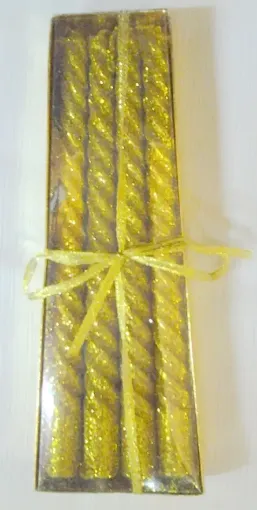 Imagen de Velas torneadas color dorado con glitter en set *4 unidades