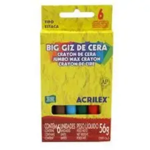 Imagen de Crayolas gruesas "ACRILEX"en caja de 6 colores