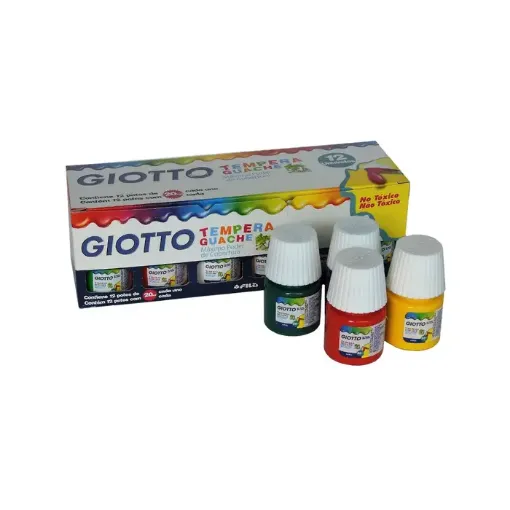 Imagen de Temperas Guache "GIOTTO" en caja de 12 colores de 20ml