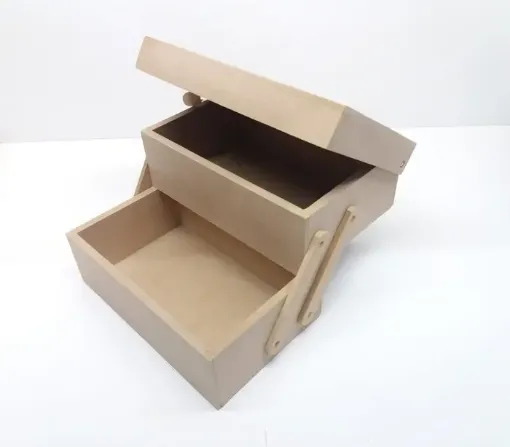 Imagen de Caja doble con tapa tipo costurero de MDF chica de 14x18x12cms