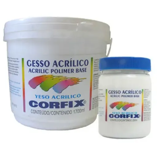 Imagen de Gesso acrilico base para telas lienzos "CORFIX" color blanco en pote de 500ml
