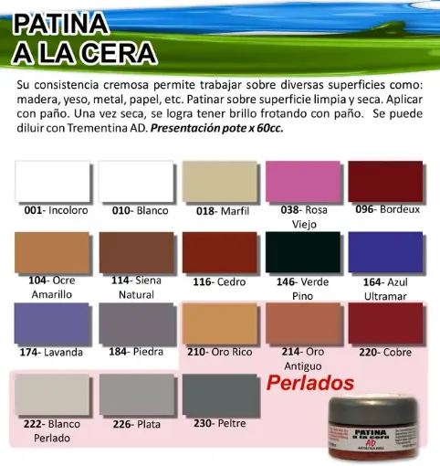 Imagen de Patina a la cera decorativa "AD" *60grs. colores a eleccion