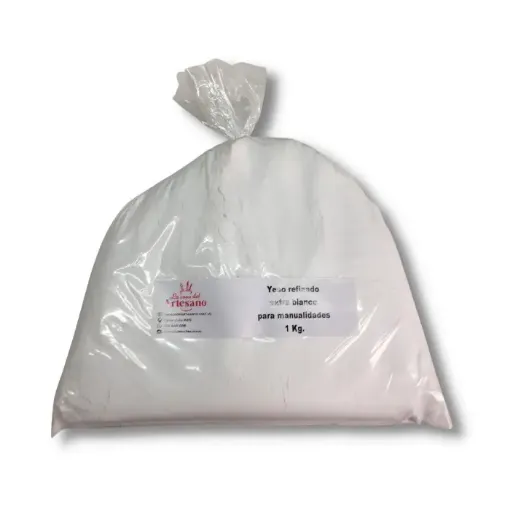 Imagen de Yeso en polvo refinado extra blanco para manualidades "LA CASA DEL ARTESANO" en bolsa de 1 kg