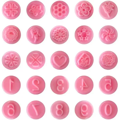 Imagen de Juego de 25 marcadores de plastico modelo surtidos flores y numeros 