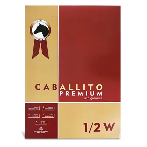Imagen de Block de dibujo Caballito Premium de 180grs medida 1/2w 50x70cms por 10 hojas