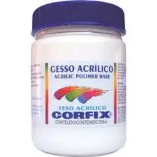 Imagen de Gesso acrilico base para telas lienzos "CORFIX" color blanco en pote de 250ml