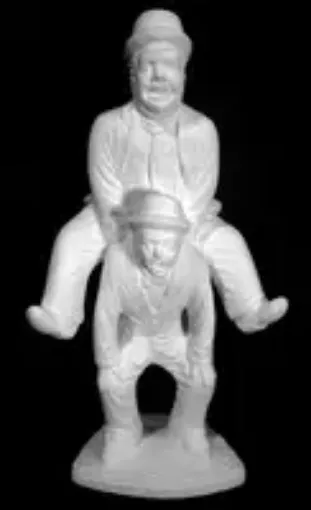 Imagen de Pieza de yeso para pintar Gordo saltando sobre Flaco