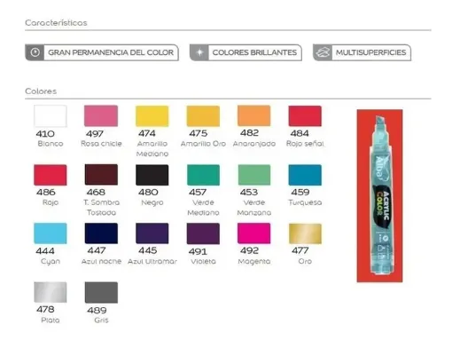 Imagen de Marcador ALBA de pintura acrilica al agua recargable punta de 6mm L 20 colores diferentes - Magenta 496
