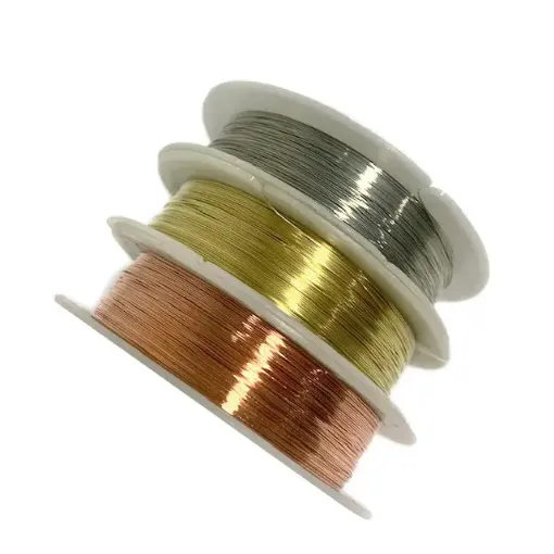 Imagen de Alambre blando de cobre para bijouterie de 025mms. en rollo de 24 mts. color Oro