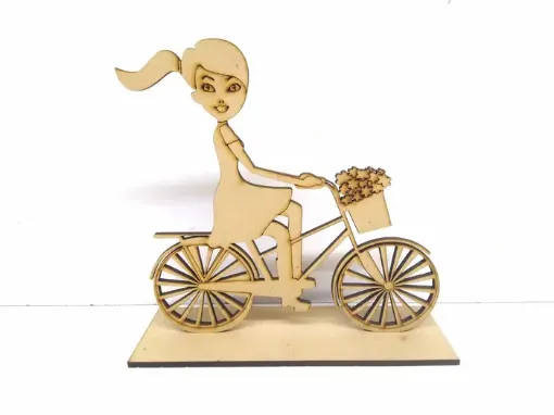 Imagen de Bicicleta con base de MDF corte laser chica nena de 10*9cms.