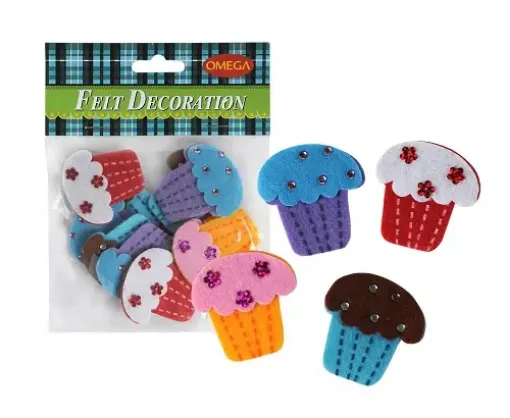 Imagen de Apliques de fieltro formas muffin cupcakes OMEGA FLCC12 