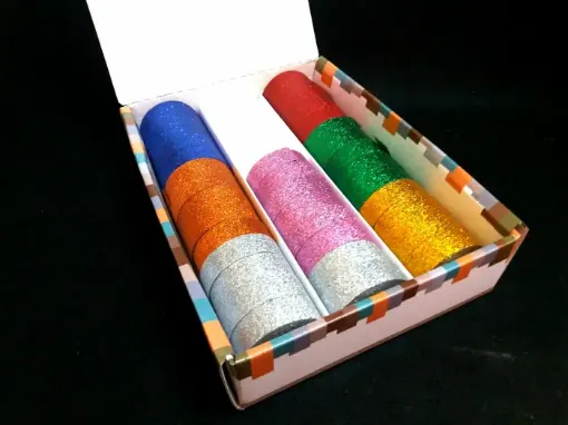 Imagen de Cinta adhesiva washi tape con brillo de 15mms POINTER caja con 42 rollos colores
