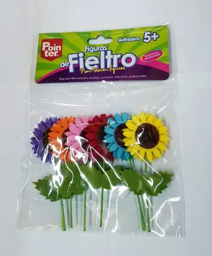 Fieltro adhesivo flores colores surtidos 50u bolsa