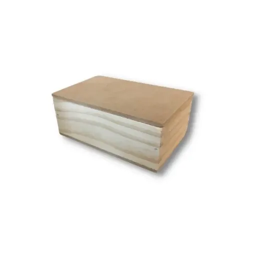Imagen de Caja de madera de pino con tapa de encastre de MDF de 5mms forma rectangular de 9x13x4cms