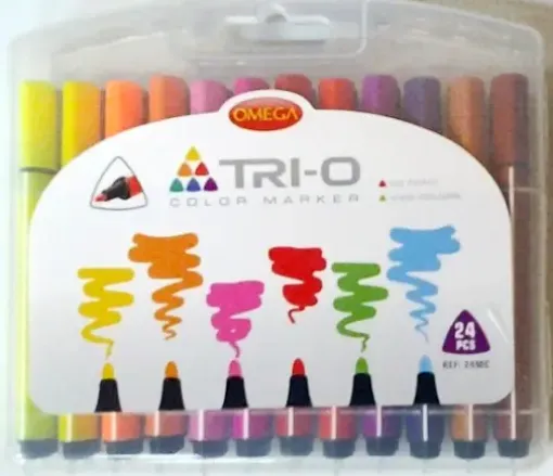 Imagen de Marcadores gruesos "OMEGA" TRI-O Set de 24 colores en valija