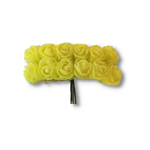 Imagen de Ramito de flores foam 2cms. *12 rosas chicas cod.403 color Amarillo claro