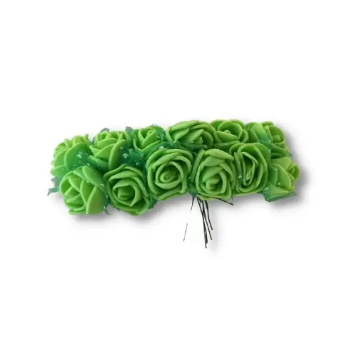 Imagen de Ramito de flores foam 2cms. *12 rosas chicas cod.403 color Verde manzana
