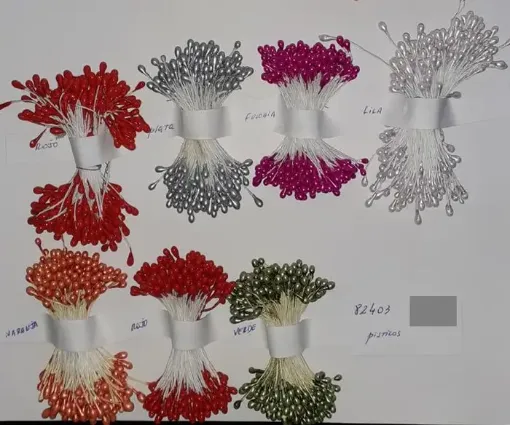 Imagen de Pistilos medianos perlados en atado de varios colores cod.82403 - Plata