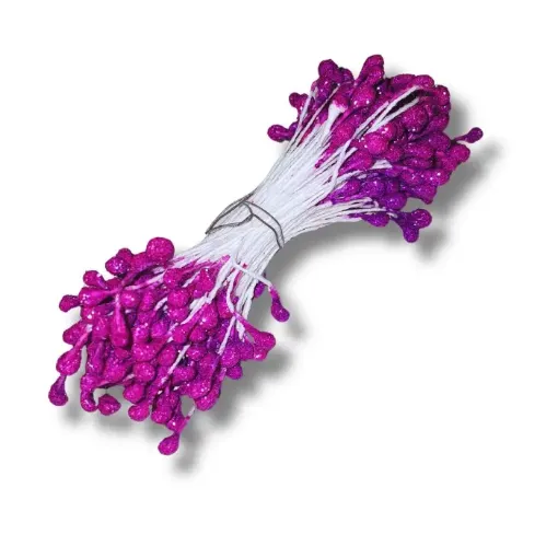 Imagen de Pistilos medianos con escarcha o glitter en atado - Violeta