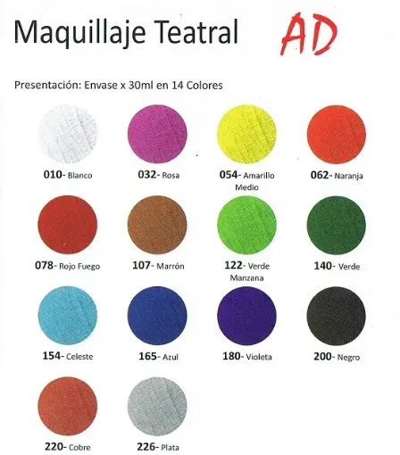 Imagen de Maquillaje teatral "AD" en frasco de 40ml 50grs color Cobre
