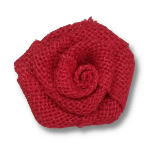 Imagen de Flor de arpillera yute de 7cms RB9631 color Rojo