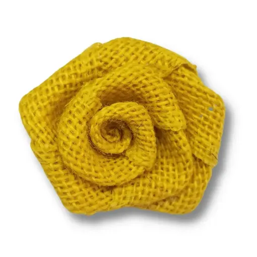 Imagen de Flor de arpillera yute de 7cms RB9631 color Amarillo