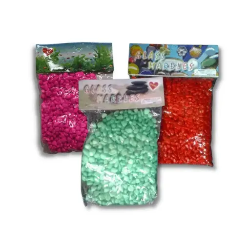 Imagen de Piedras de color en bolsa "GLASS MARBLESS" x400grs Variedad de colores