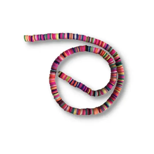 Imagen de Cuentas de fimo forma disco de 7mms. en hilo 40cms multicolor
