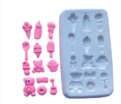 La Casa del Artesano-Molde de silicona no.013 modelo miniaturas para baby  shower x13 formas diferentes de 1 a 2cms. aprox.