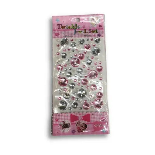 Imagen de Sticker de piedras circulos de varios tamanos "Twinkle Jewel Seal" rosado y cristal
