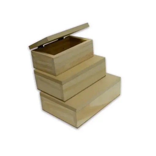 Imagen de Caja de pino con tapa con moldura de MDF 9mms. con bisagras varias medidas