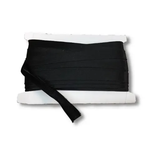 Imagen de Cinta Bies de tela de raso sesgo de 15mms en rollo de 20mts color Negro