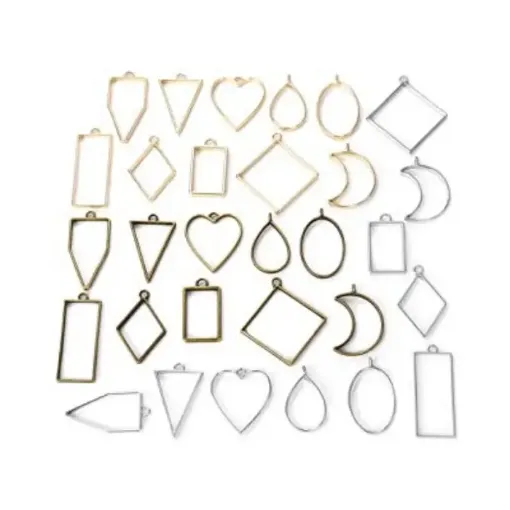 Imagen de Dijes metalicos geometricos para resina para llavero caravanas y colgantes *10 formas diferentes