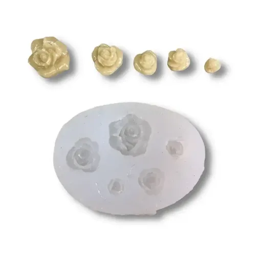 Imagen de Molde de silicona para resina y masas nro.124 modelo rosas chicas x5 formas diferentes de 0.6 a 1.8cms.