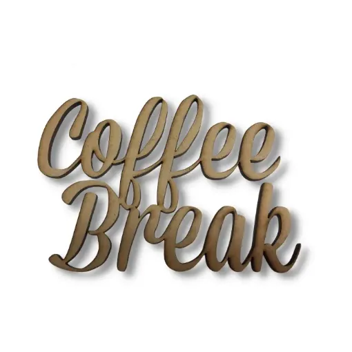 Imagen de Calado de MDF corte laser frase "Coffee Break" de 11x8cms. 