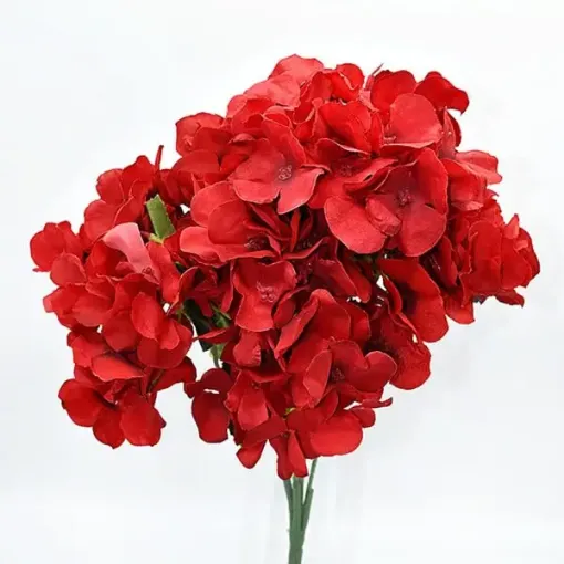 Imagen de Ramo de hortensias artificiales *5 flores *45cms. color rojo