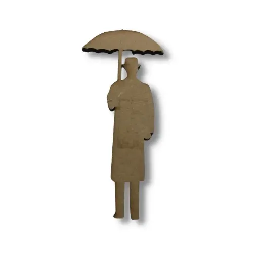 Imagen de Calado de MDF corte laser modelo hombre paraguas de 4*8cms Nro.03