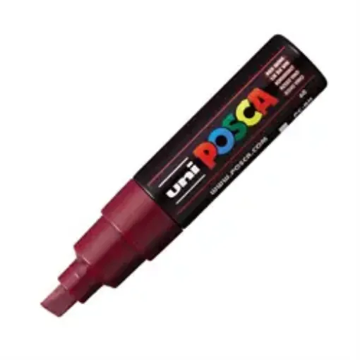 Imagen de Marcador de tinta pigmentada a base de agua UNI POSCA trazo Grueso 8mm PC-8K color ROJO VINO 50