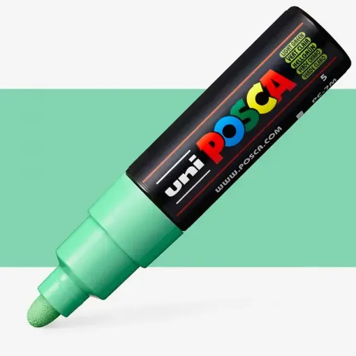 Imagen de Marcador a base de tinta pigmentada al agua UNI POSCA PC-7M trazo grueso de 4.5 a 5.5 mms. color VERDE CLARO 13