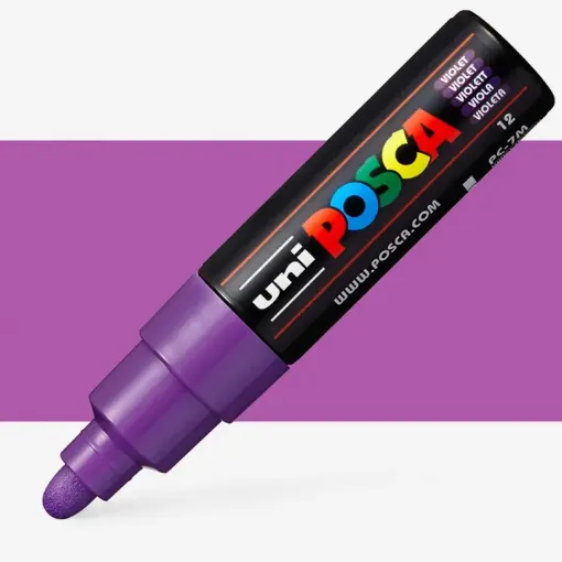Imagen de Marcador a base de tinta pigmentada al agua UNI POSCA PC-7M trazo grueso de 4.5 a 5.5 mms. color VIOLETA 59