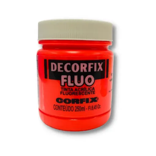 Imagen de Acrilico Decorfix Fluo tinta acrilica fluorescente CORFIX *250ml. color 1013 Vermelho Rojo