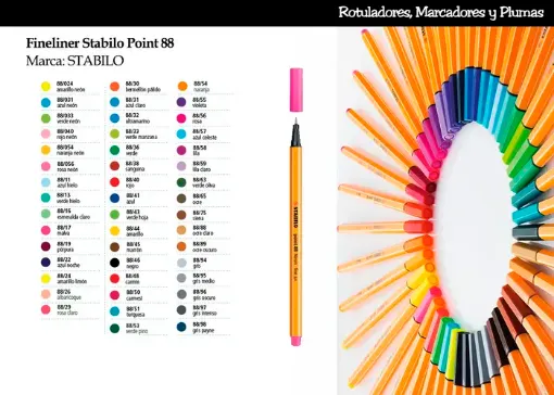 Imagen de Marcadores STABILO POINT 88 fibra fineliner 0.4mms. Variedad de colores